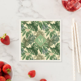 トロピカルパーム葉ズモノグラム スタンダードカクテルナプキン
