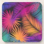 トロピカルパーム葉ツリージャングルレインボー コースター (正面)
