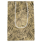 トロピカルパーム葉ツリー金ゴールド ミディアムペーパーバッグ (裏面)