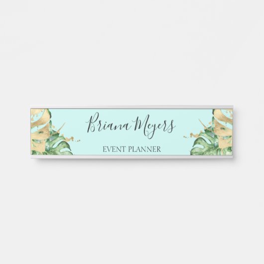 トロピカルパーム葉ティール(緑がかった色)事業 サインプレート (正面)