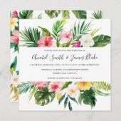 トロピカルパーム葉バナフローラ結婚ズ 招待状 (正面/裏面)