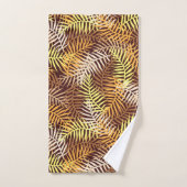 トロピカルパーム葉パタ茶イエローシダ バスタオルセット (ハンドタオル)