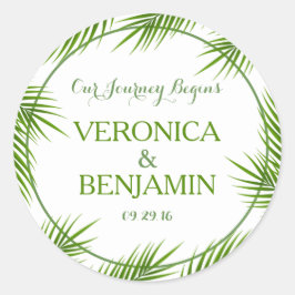 トロピカルパーム葉ビーチ結婚式 ラウンドシール