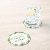 トロピカルパーム葉ビーチ結婚式 ラウンドペーパーコースター (インサイチュ)