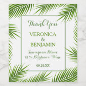 トロピカルパーム葉ビーチ結婚式 ワインラベル (シングルラベル)