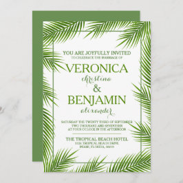 トロピカルパーム葉ビーチ結婚式 招待状