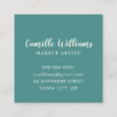 トロピカルパーム葉モダン水色植物学 スクエア名刺 (裏面)