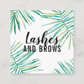 トロピカルパーム葉モダン水色植物学 スクエア名刺 (正面)