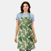 トロピカルパーム葉モノグラム エプロン (着用した状態)