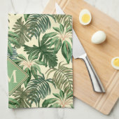 トロピカルパーム葉モノグラム キッチンタオル (四つ折り)