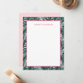 トロピカルパーム葉モンステラ名前をカスタムする ノートカード (正面/裏面インサイチュ)