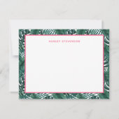 トロピカルパーム葉モンステラ名前をカスタムする ノートカード (正面)