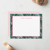 トロピカルパーム葉モンステラ名前をカスタムする ノートカード (正面/裏面インサイチュ)