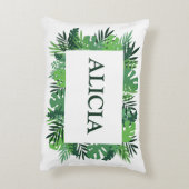 トロピカルパーム葉名前をカスタムする アクセントクッション (裏面(縦))