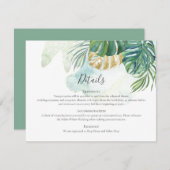 トロピカルパーム葉金ゴールドグリーンリー結婚ズ エンクロージャーカード (正面/裏面)