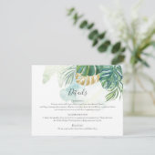 トロピカルパーム葉金ゴールドグリーンリー結婚ズ エンクロージャーカード (スタンド正面)