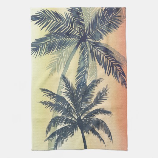 トロピカルパーム葉 キッチンタオル (縦)
