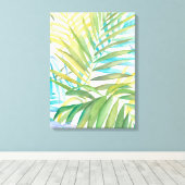 トロピカルパーム葉 キャンバスプリント (インサイチュ (ウッドフロア))