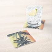 トロピカルパーム葉 スクエアペーパーコースター (インサイチュ)