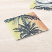 トロピカルパーム葉 スクエアペーパーコースター (アングル)