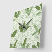 トロピカルパーム葉 スクエア壁時計 (傾斜)