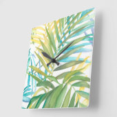 トロピカルパーム葉 スクエア壁時計 (傾斜)