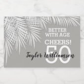 トロピカルパーム誕生日シルバーミニ スパークリングワインラベル (シングルラベル)