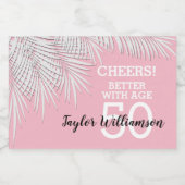 トロピカルパーム誕生日ピンクミニ スパークリングワインラベル (シングルラベル)