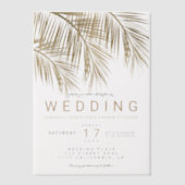 トロピカルパーム金ゴールドシックボヘミアン結婚ズ ベラム紙招待状 (正面)