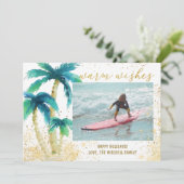 トロピカルパーム金ゴールド温かい願いクリスマスの写真 シーズンカード (スタンド正面)