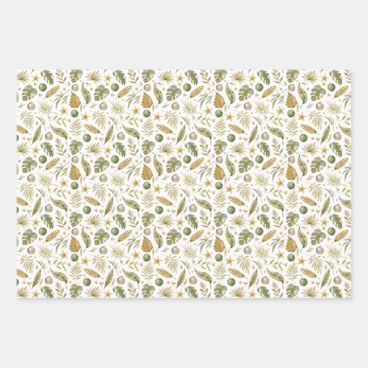 トロピカルパーム離れクリスマス ラッピングペーパーシート (正面3)