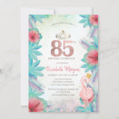 トロピカルパーム離れスハイビスカスピンクフラミンゴ85th 招待状 (正面)