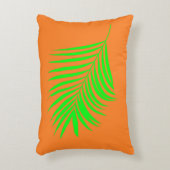トロピカルパーム離れツリーグリーンサンセットオレンジギフト アクセントクッション (正面(垂直))