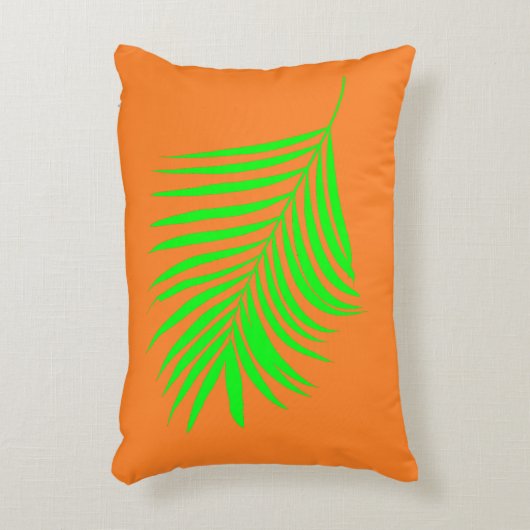 トロピカルパーム離れツリーグリーンサンセットオレンジギフト アクセントクッション (正面(垂直))