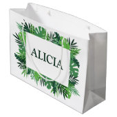 トロピカルパーム離れフレーム名前をカスタムする ラージペーパーバッグ (裏面アングル)