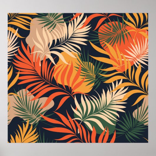 トロピカルパーム離れヴィンテージ：シームレス ポスター (正面)