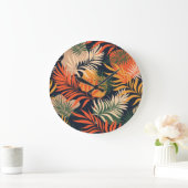 トロピカルパーム離れヴィンテージ：シームレス ラージ壁時計 (ホーム)