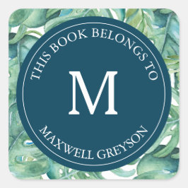 トロピカルパーム離れ新学期蔵書票 スクエアシール