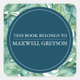 トロピカルパーム離れ新学期蔵書票 スクエアシール