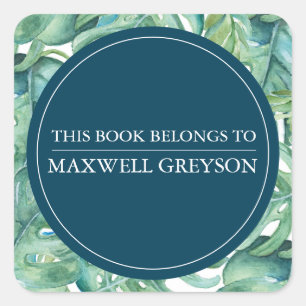 トロピカルパーム離れ新学期蔵書票 スクエアシール