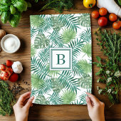 トロピカルパーム離れ植物型モノグラム キッチンタオル