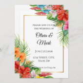 トロピカルパーム離れ結婚式招待状 | 夏 招待状 (正面/裏面)