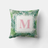 トロピカルパーム離れ | ピンク・モノグラム クッション (裏面)