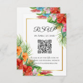 トロピカルパーム離れRSVPカード | 夏の目的地 エンクロージャーカード (正面/裏面)