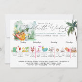 トロピカルパーム での独身最後の週末の予定表 招待状 (正面)