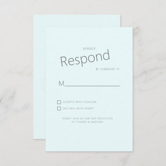 トロピカルパーム アイスブルー 結婚式の出欠確認 出欠カード (正面/裏面)