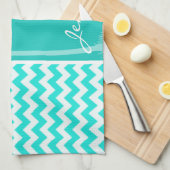 トロピカルパーム；アクアカラーシェブロン キッチンタオル (四つ折り)