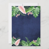 トロピカルパーム ウォーターカラー グリーン ネイビーブルー ウェディング 招待状 (裏面)