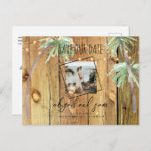 トロピカルパーム&ウッドカップル救写真Our Date ポストカード (正面/裏面)