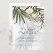 トロピカルパーム&オーキッドシャドウビーチたった今結婚しました 招待状 (正面/裏面)